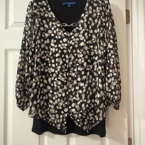 Chic Black and White Polka Dot Women's Top size XL